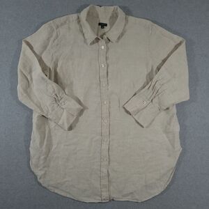 Talbots Plus Womens Button Up Shirt 100% Linen Quiet Luxury Size 2X White